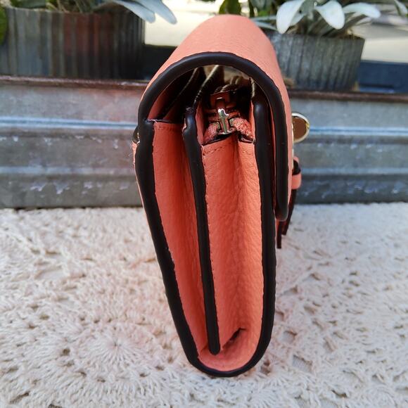 Kate Spade Women's Small Flap Wallet Card Case Pebbled Leather in Melon Ball - Picture 4 of 10